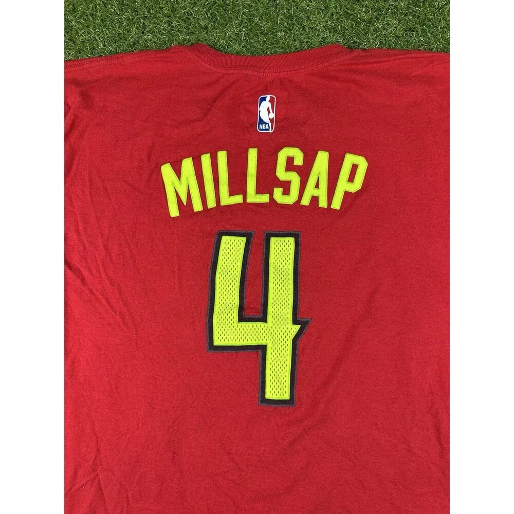 Adidas Mens Atlanta Hawks Paul Millsap #4 Player Shirt Red Ultimate tee size XL